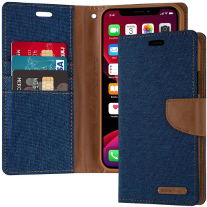 Goospery Canvas Diary Wallet Case for Samsung Galaxy S9 Plus - Blue